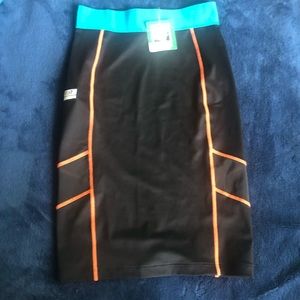 PUMA TZ Pencil Athletic Sporty Skirt Caribbean Sea Women XS Black Mesh Siding